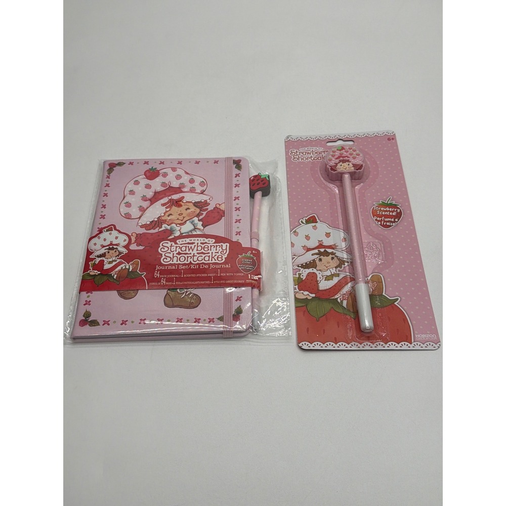 Strawberry Shortcake Journal Set and Scented Pen Bundle Pink Retro Stationery
